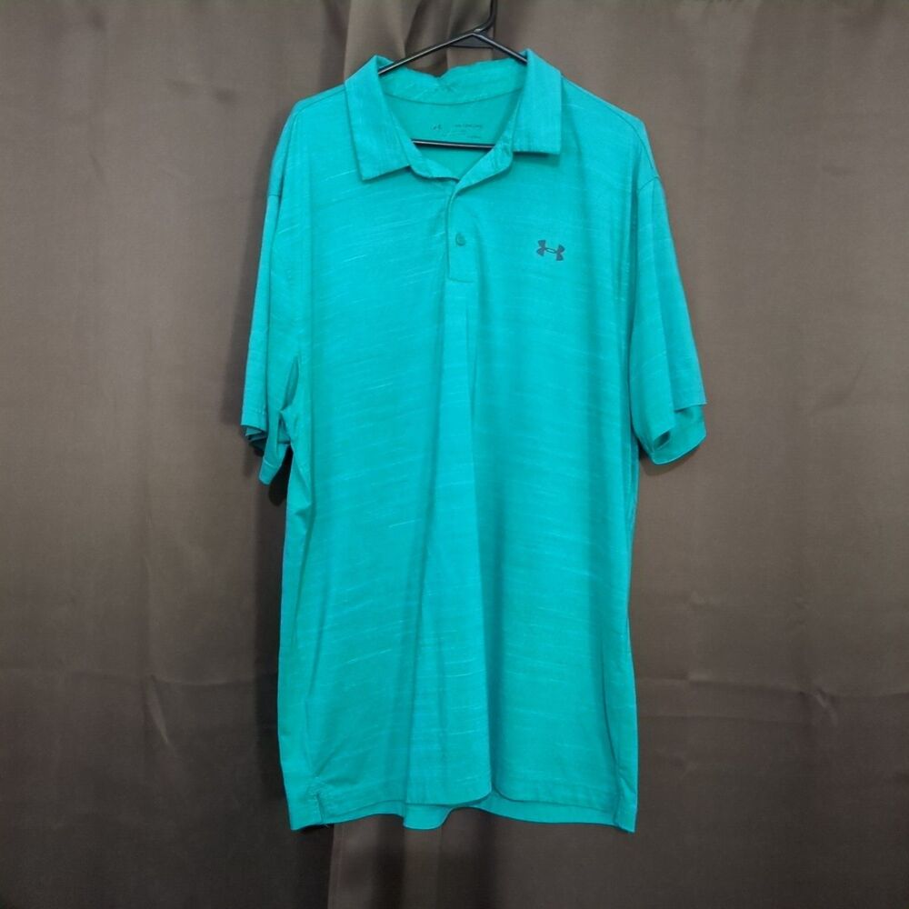 Mens Under Armour Golf Polo Shirt Size 2XL Teal Athleisure
